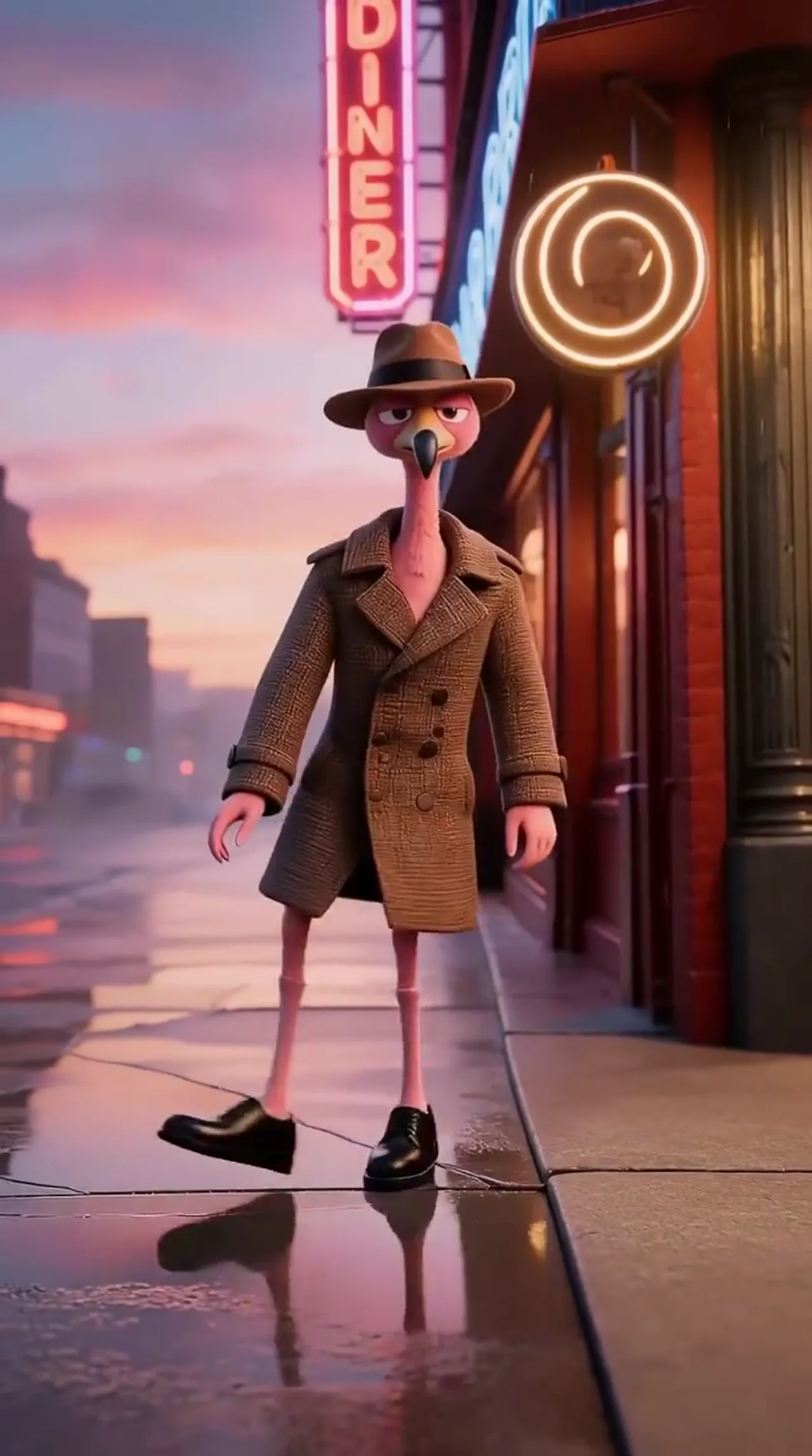 A Flamingo in a Trench Coat