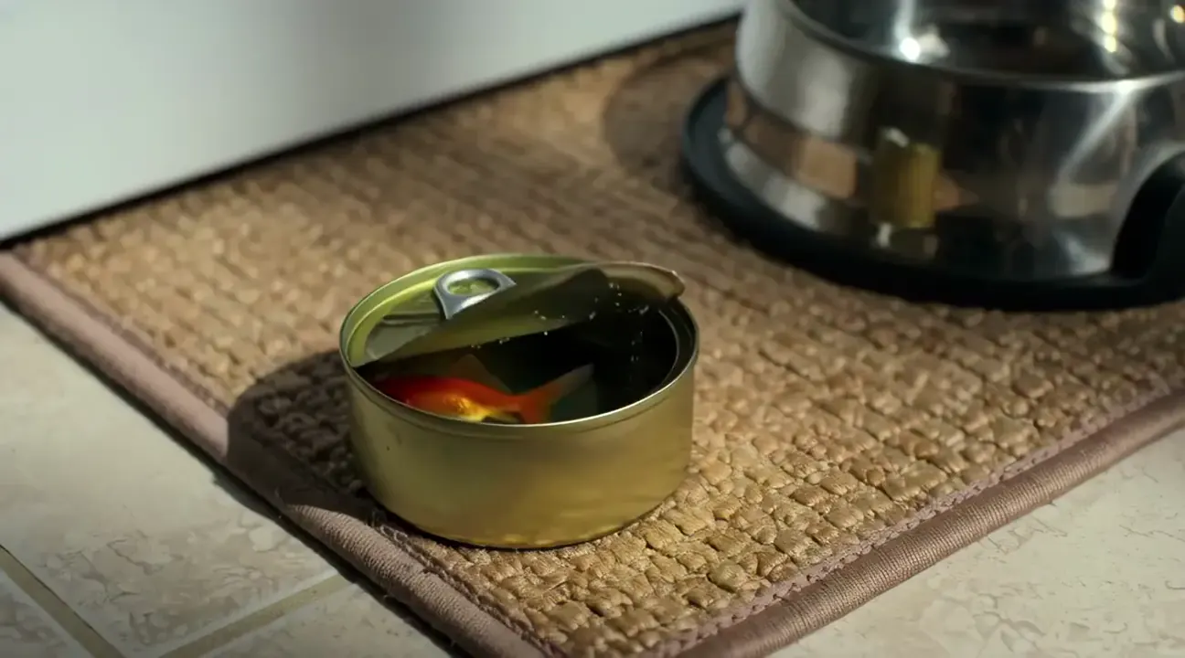 Un pesce rosso in una lattina