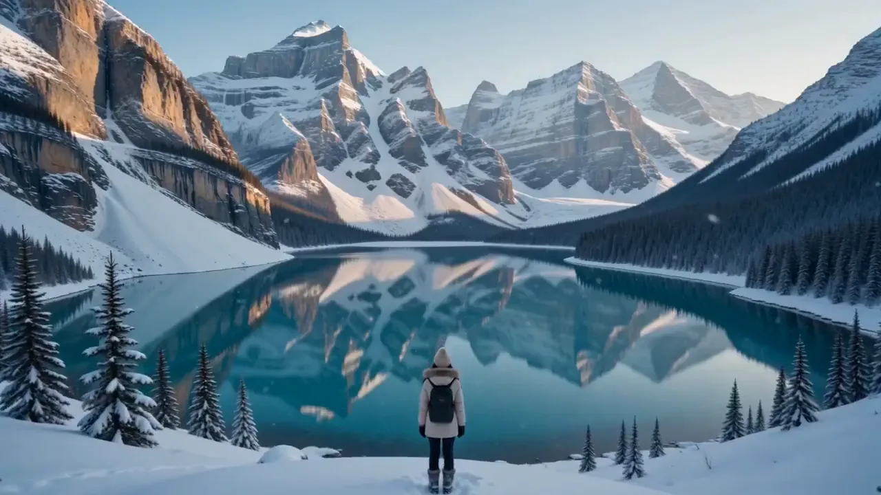 Passeggiata su un lago alpino